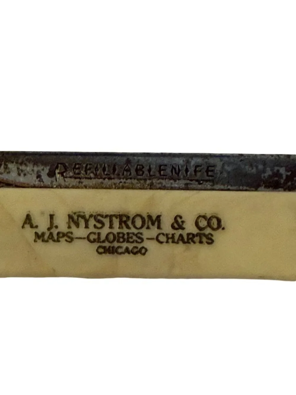 Vintage Miniature A.J. Nystrom & Co Chicago Advertising Straight Razor Letter Op